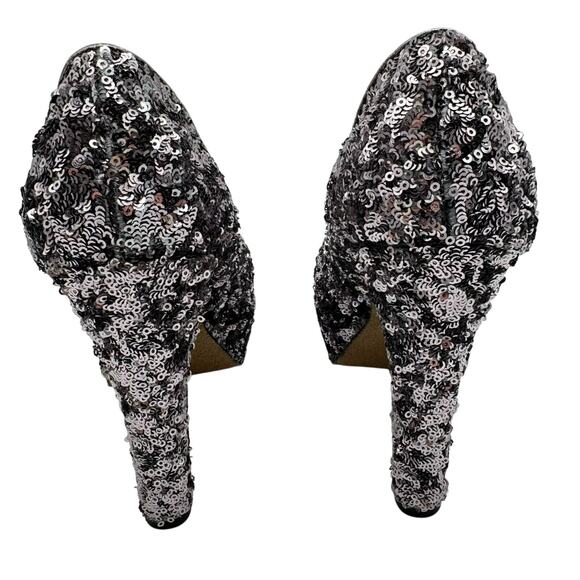 STEVE MADDEN Women's 10 Silver Sequin Platform Ultra High Pinup Heels P-Rebaa‎ - Picture 6 of 10